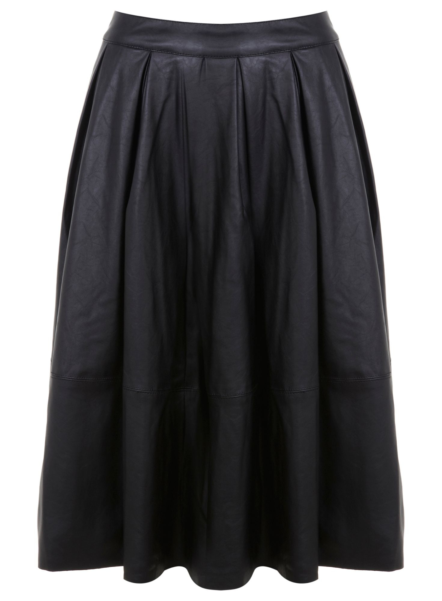Black leather look midi skirt The black leather skirt is a true wardrobe workhorse. From day to night, work to weekend — this ultra versatile item fits all styles, no matter how feminine or edgy.