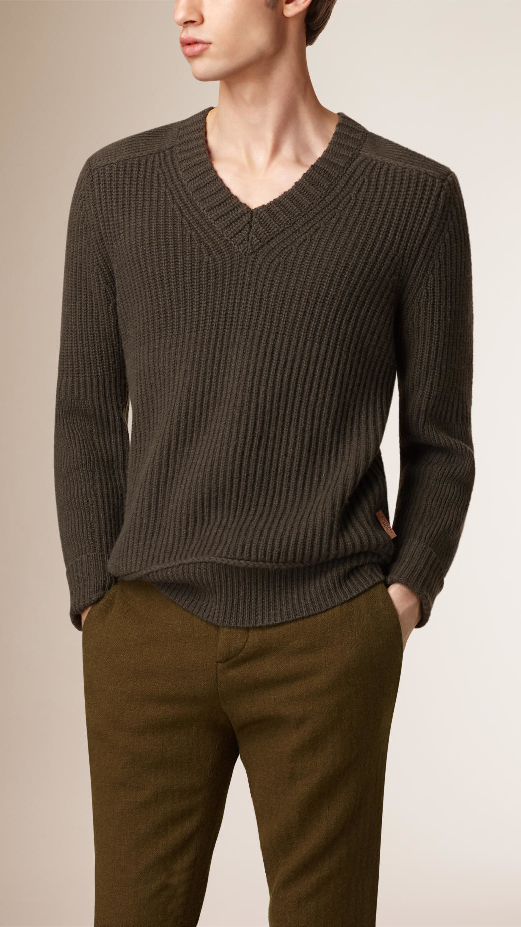 Lyst - Burberry V-neck Wool Cashmere Sweater in Green for Men