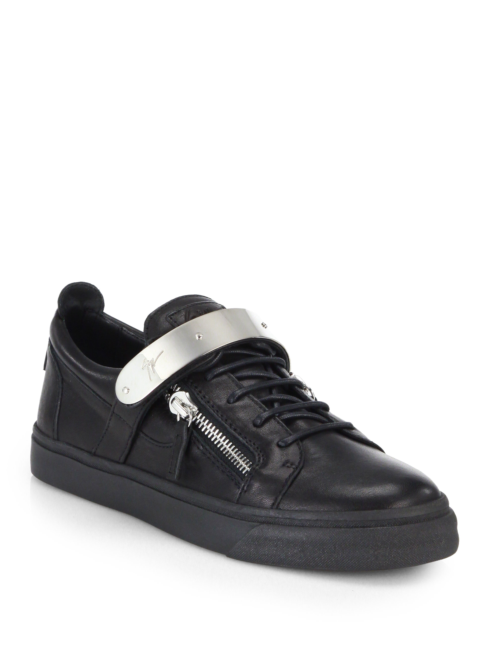 Lyst - Giuseppe Zanotti Leather Low-top Banded Sneakers in Black for Men