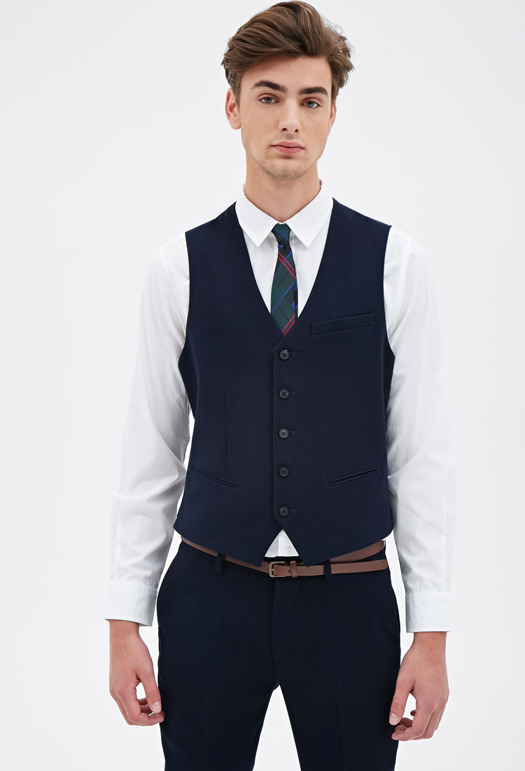 Lyst - Forever 21 Satin-back Suit Vest in Blue for Men