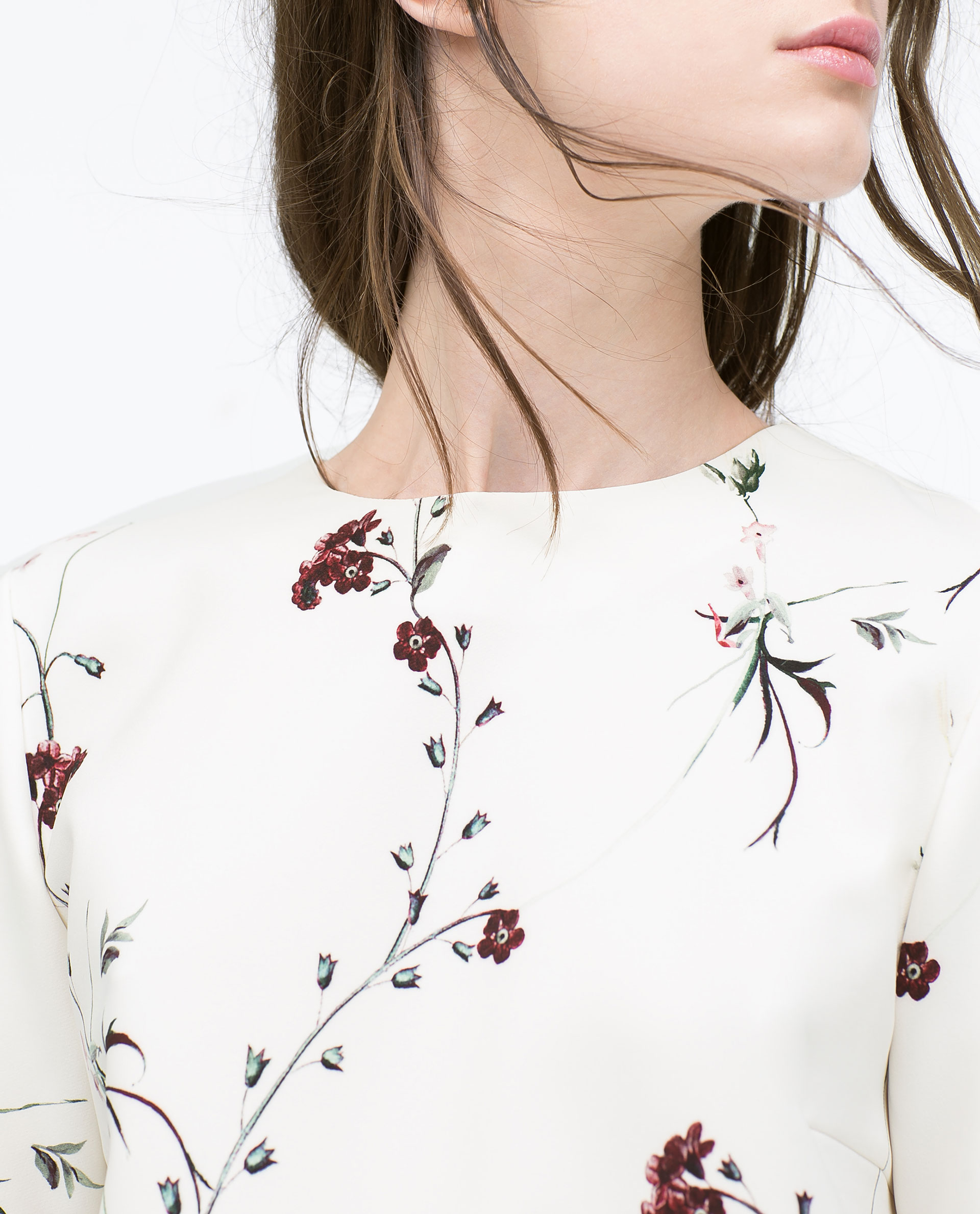 Zara Printed Top in White (Offwhite) Lyst