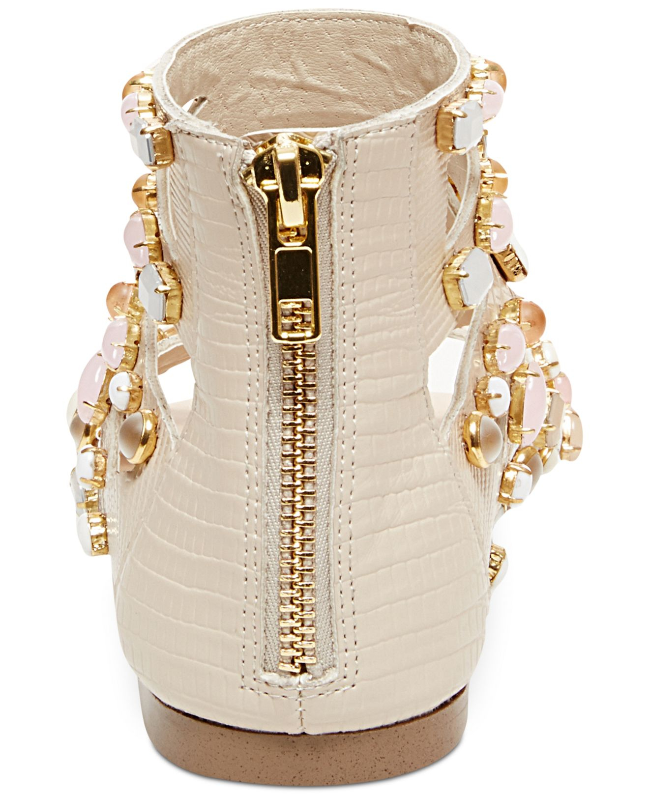Steve Madden Womens Culver S Embellished Gladiator Flat Sandals Only At Macys In Natural Lyst