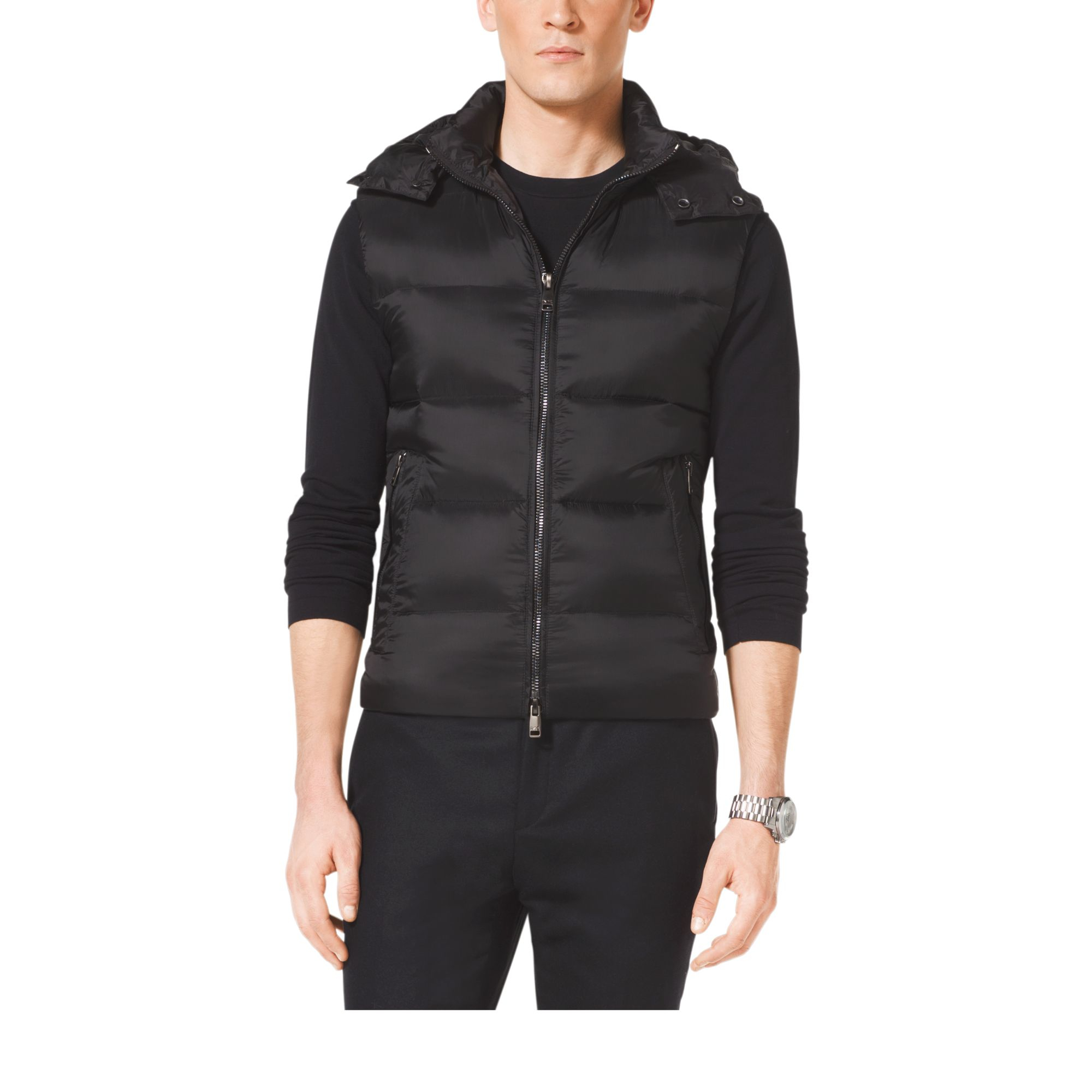 michael kors black hooded puffer vest product 2 714445254 normal