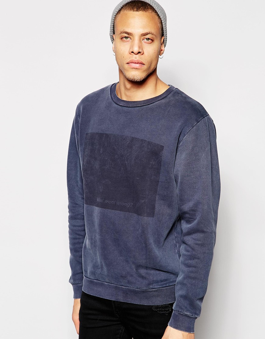 cheap monday what went wrong sweatshirt in blue for lyst cheap monday what went wrong sweatshirt in blue for lyst