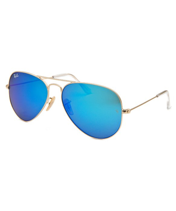 Ray-ban Aviator Classic Gold-Tone Blue Reflective Lens Sunglasses in ...
