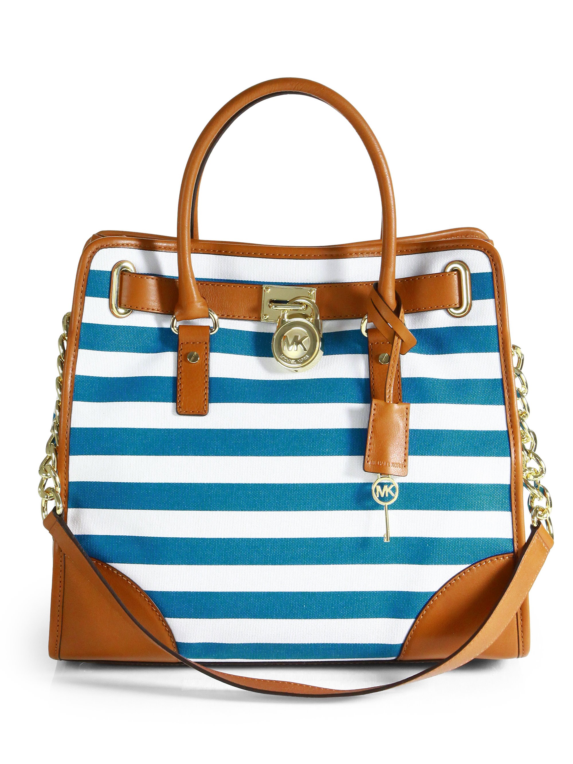 michael kors blue striped purse