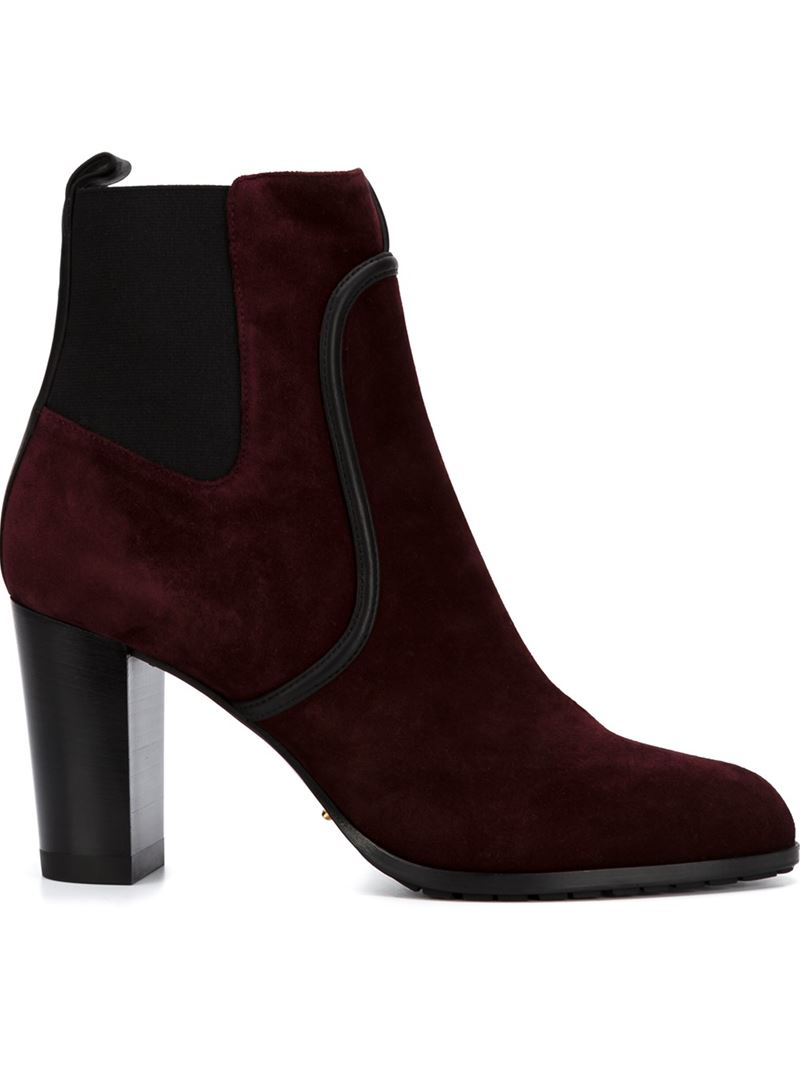 Lyst - Sergio Rossi Chunky Heel Ankle Boots in Red