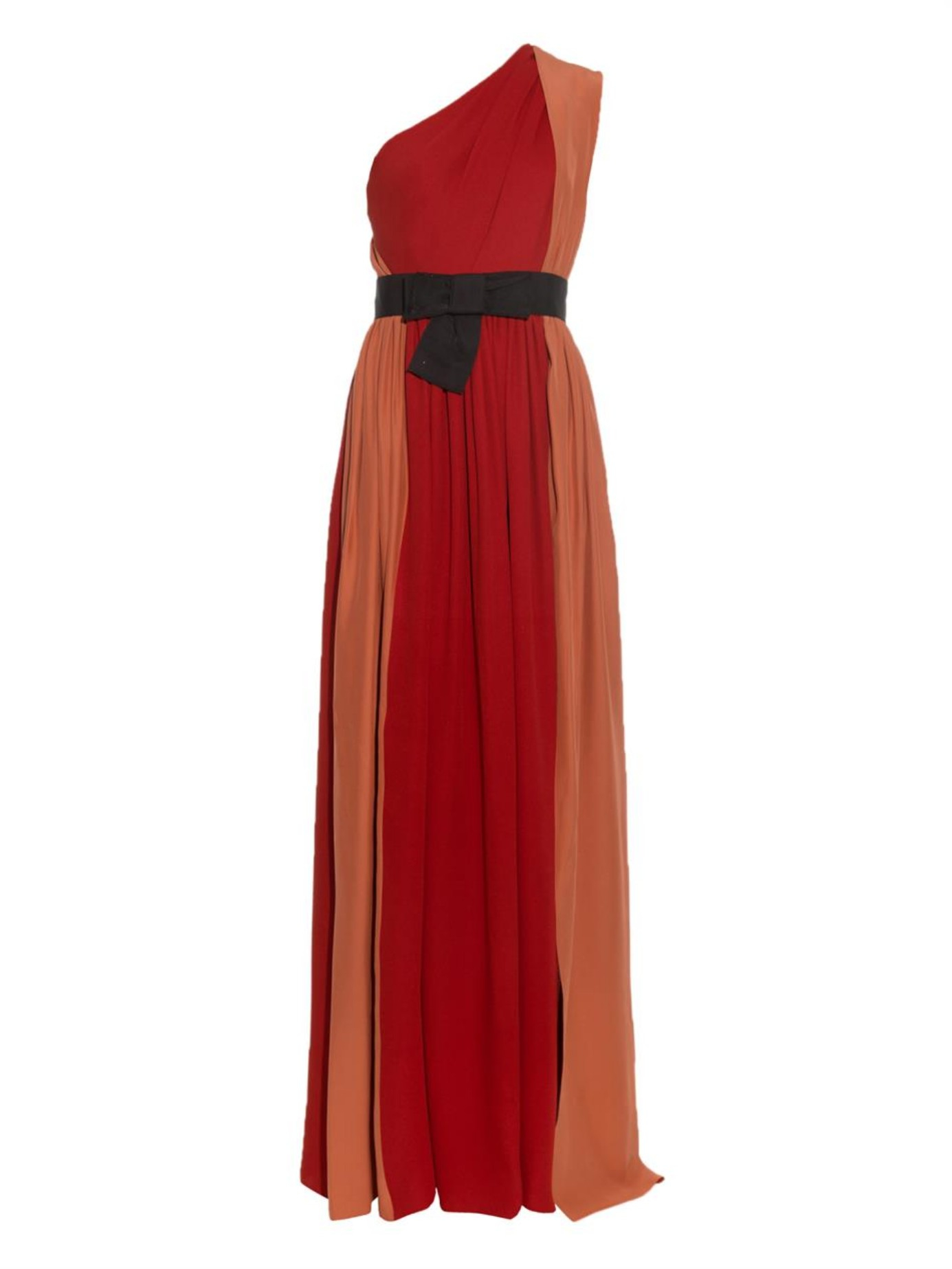 Lyst - Lanvin One-shoulder Silk-crepe Gown in Red