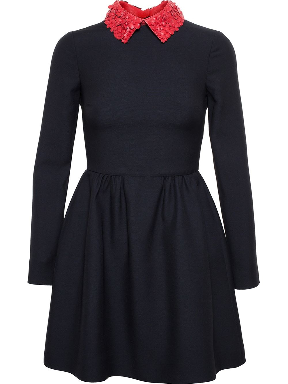 Lyst - Valentino Floral Collar Dress in Black