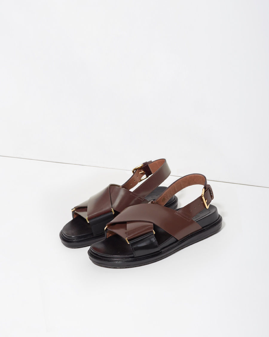 Lyst - Marni Fussbett Leather Sandals in Brown