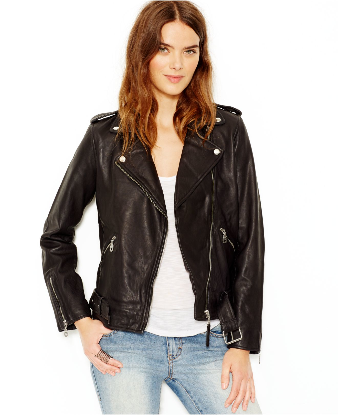 Lyst Lucky Brand Leather Moto Jacket In Black Gallery