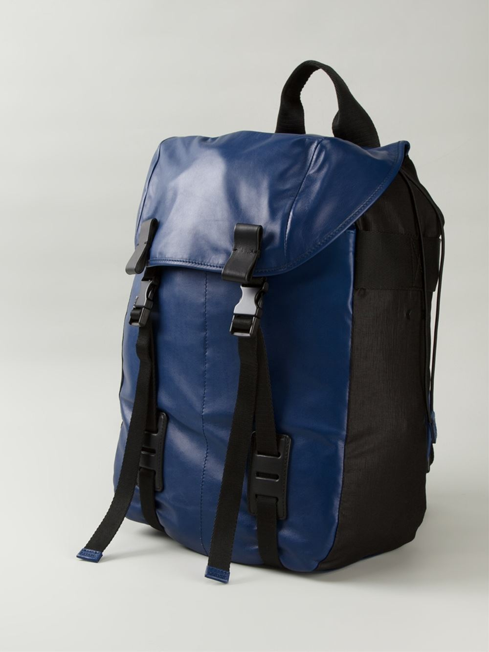 Lanvin DoubleBuckle Leather Backpack in Blue for Men Lyst