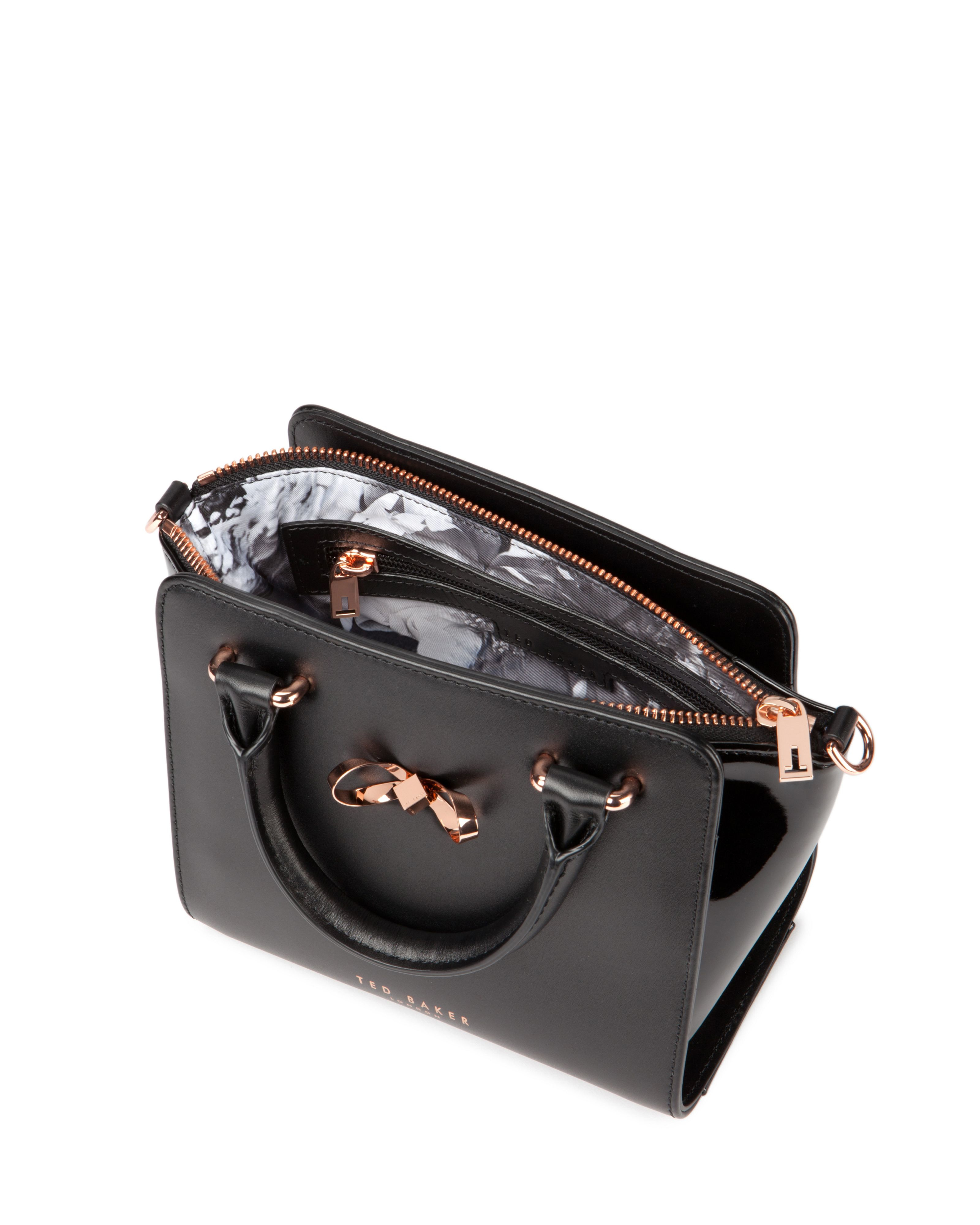 Ted baker Perie Mini Patent Leather Tote Bag in Black | Lyst