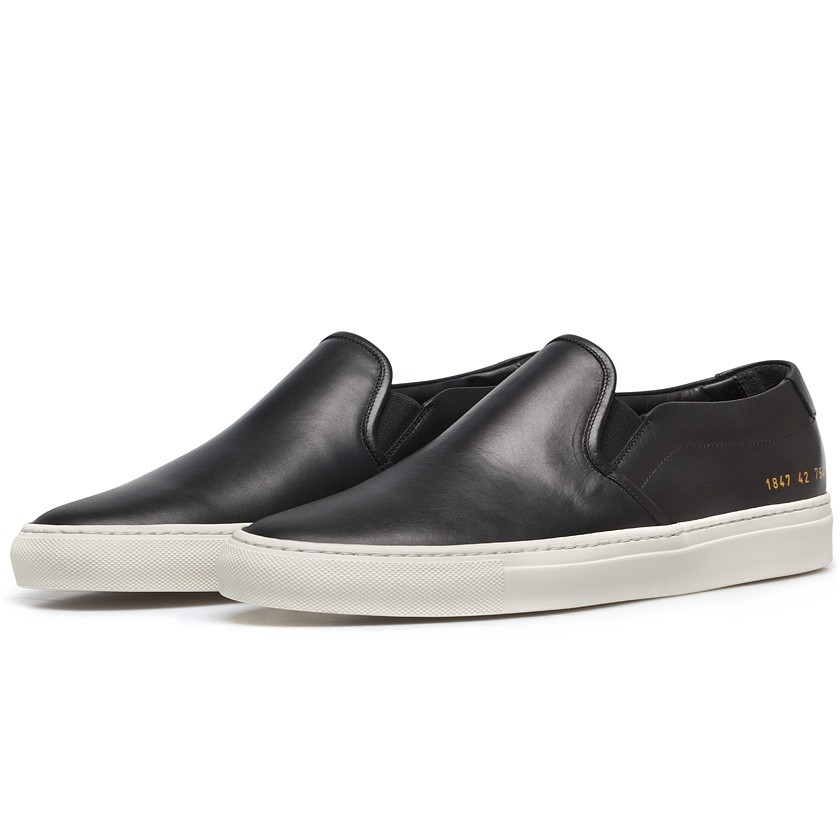 Common projects Black Leather Slip-on Sneakers in Black for Men | Lyst