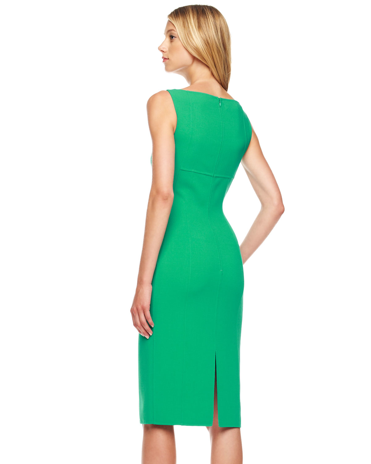 Lyst Michael Kors Sleeveless Wool Crepe Sheath Dress In Green Gallery
