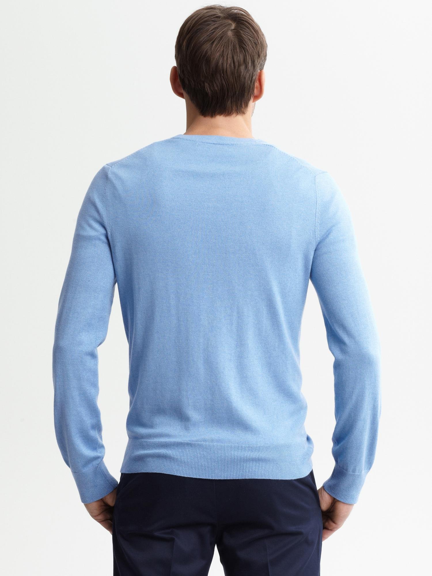 Banana republic Silk-cotton-cashmere V-neck Sweater in Blue for Men ...