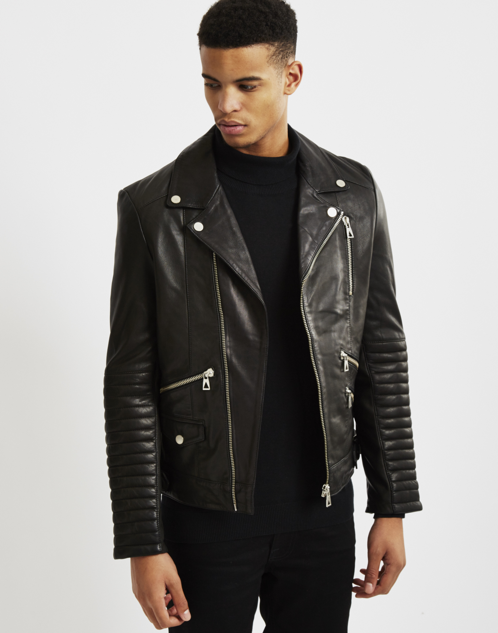 Lyst - Eleven Paris Padded Leather Jacket in Black for Men
