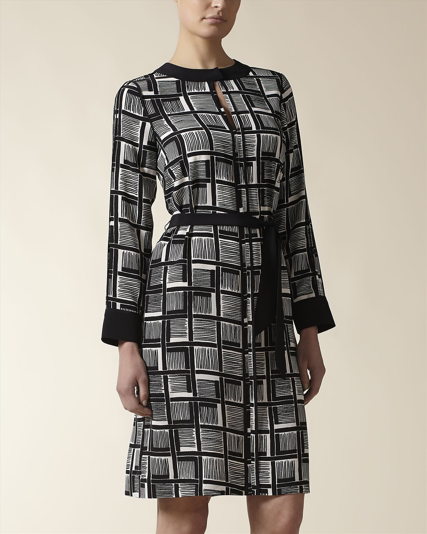 Lyst Jaeger Cube Print Silk Dress in Black