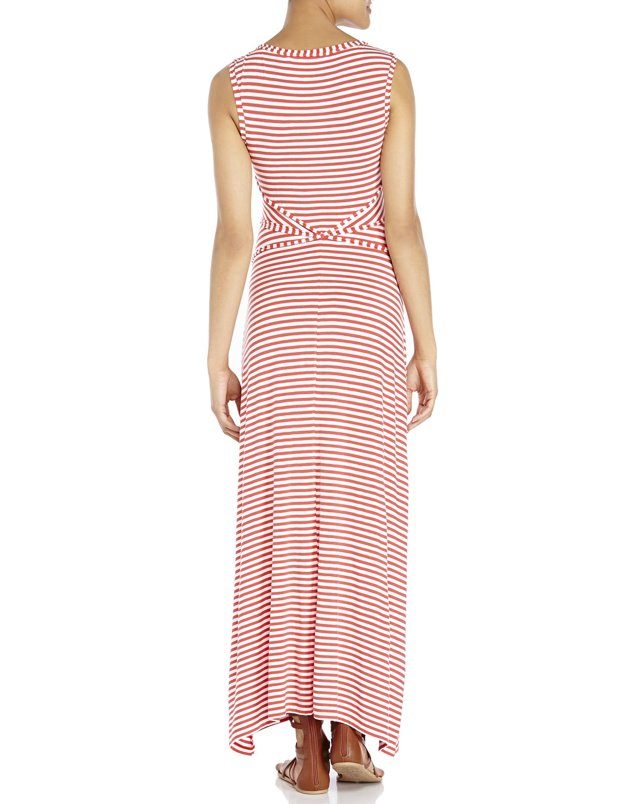 Lyst - Max studio Stripe Knit Maxi Dress in Red