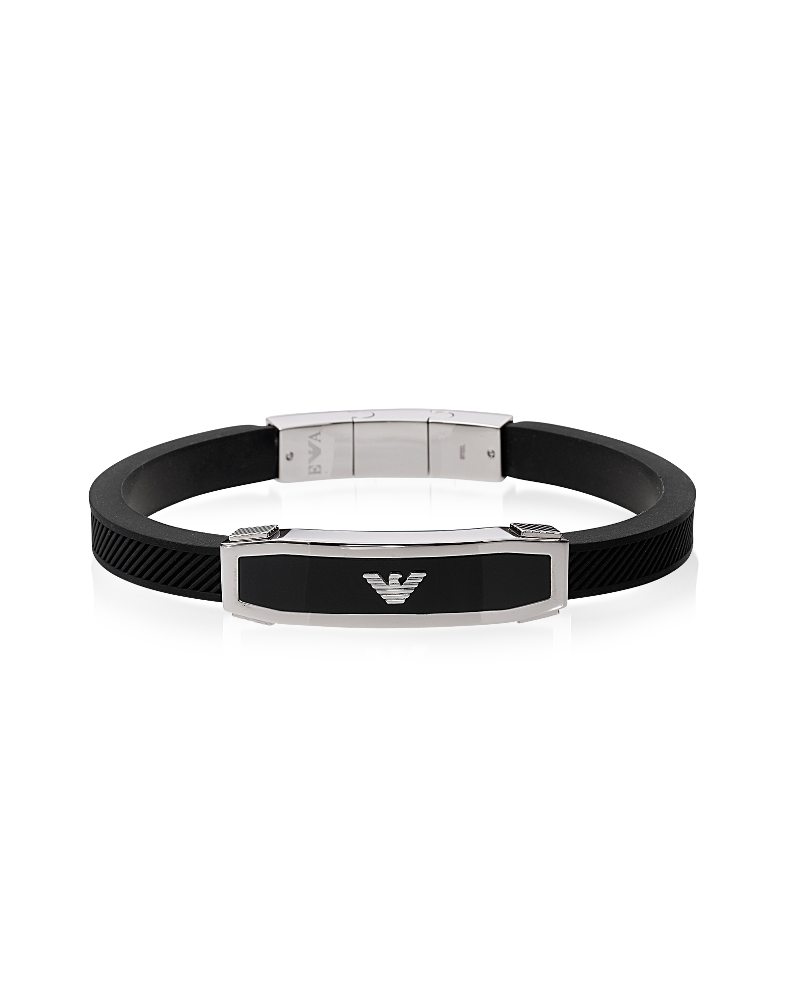 Emporio Armani Stainless Steel And Black Rubber Men S Bracelet In Gallery Men S Northskull Skull Cord Bracelets