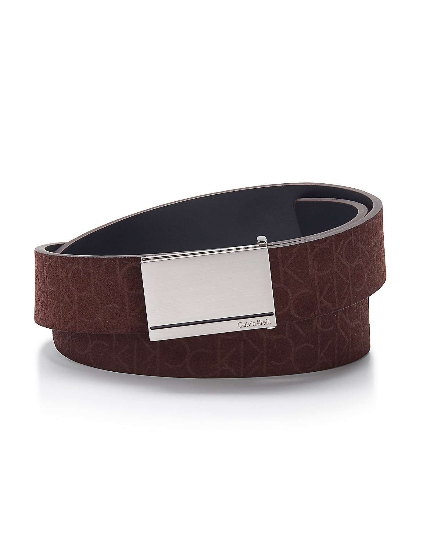Calvin klein Embossed Logo Suede Belt in Brown for Men (COFFEE BEAN) Lyst