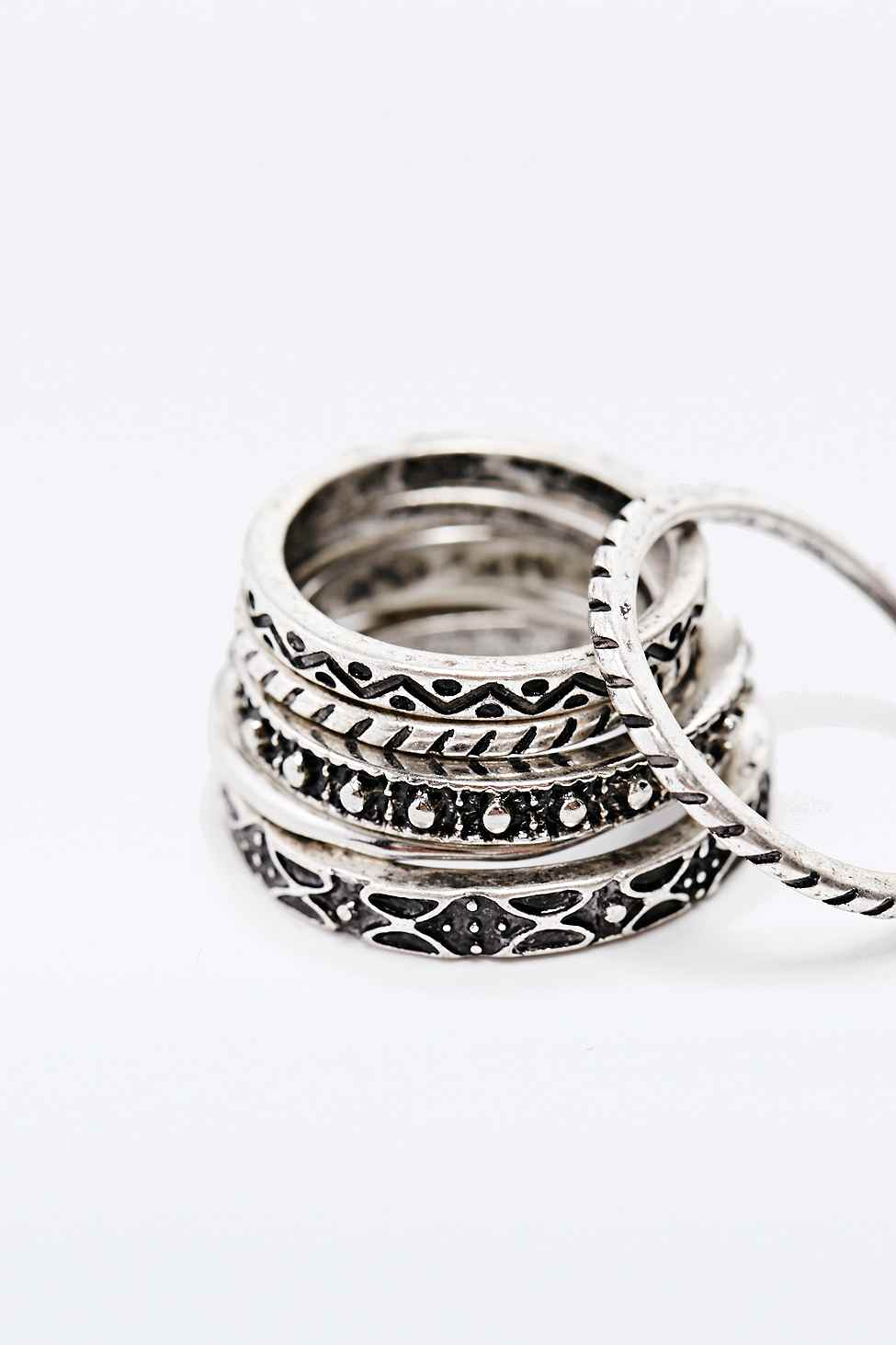 Urban outfitters Stone Ring Pack In Silver in Metallic Lyst