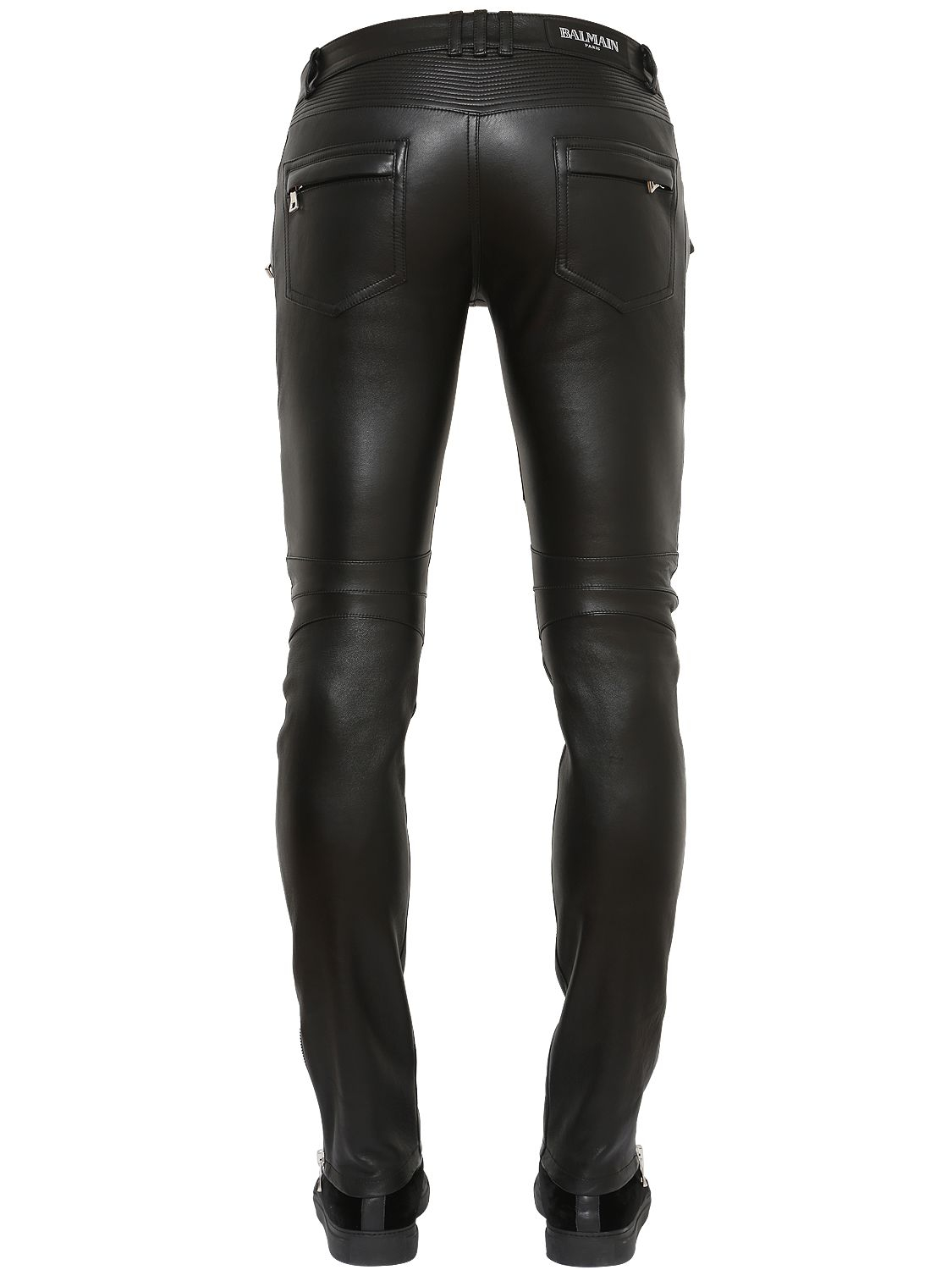 Lyst - Balmain Nappa Leather Biker Pants in Black for Men