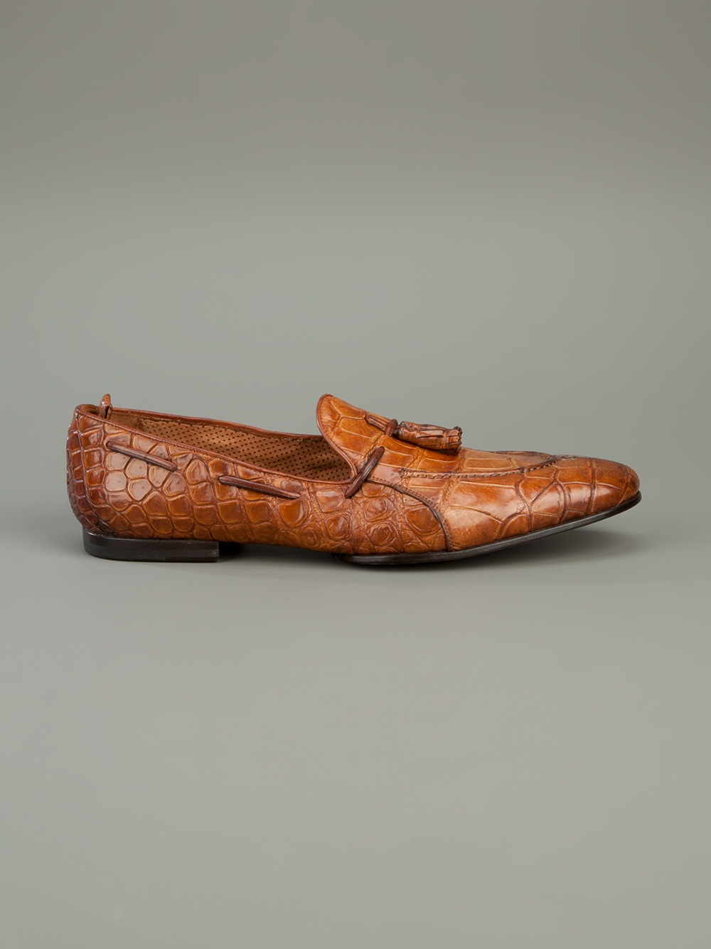 holland crocodile embossed leather loafer