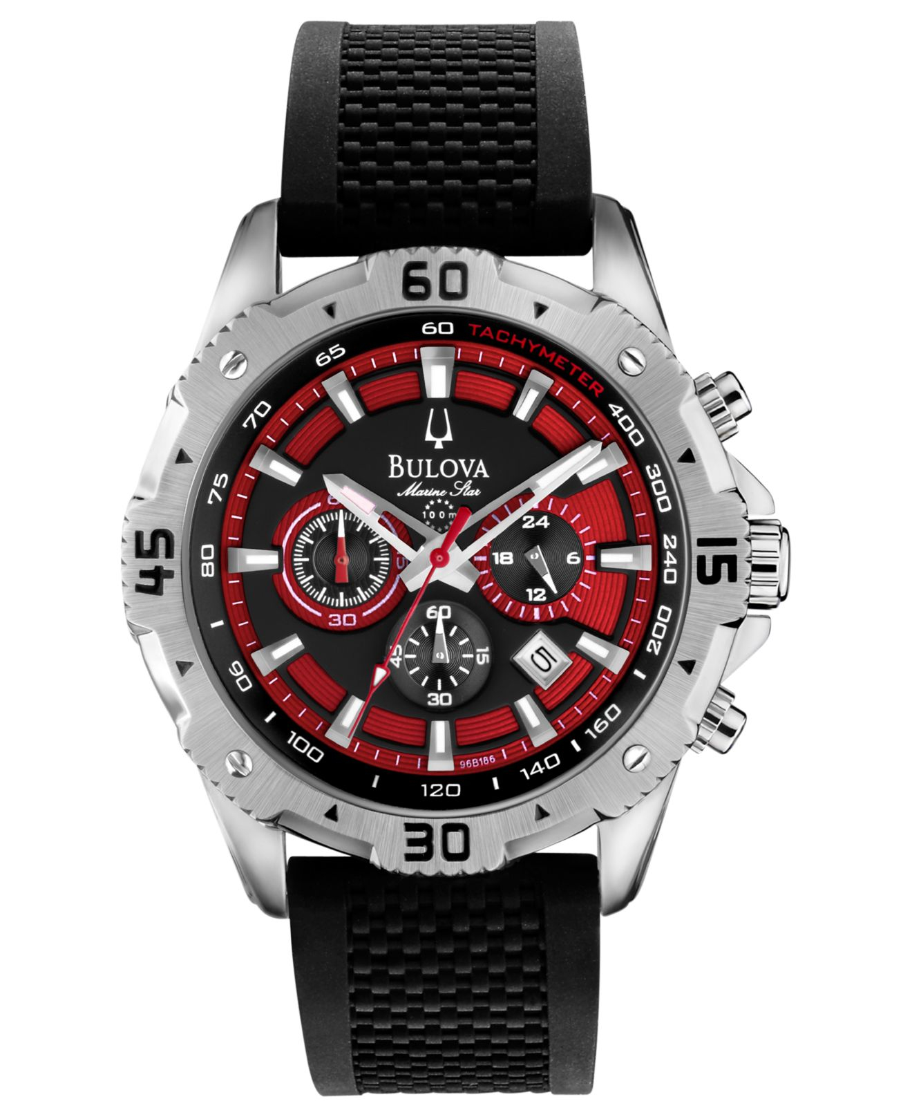Lyst Bulova Men'S Chronograph Marine Star Black Silicone Strap Watch