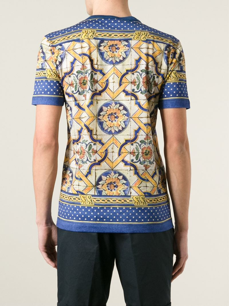Lyst - Dolce & Gabbana Majolica-Print T-Shirt in Blue for Men