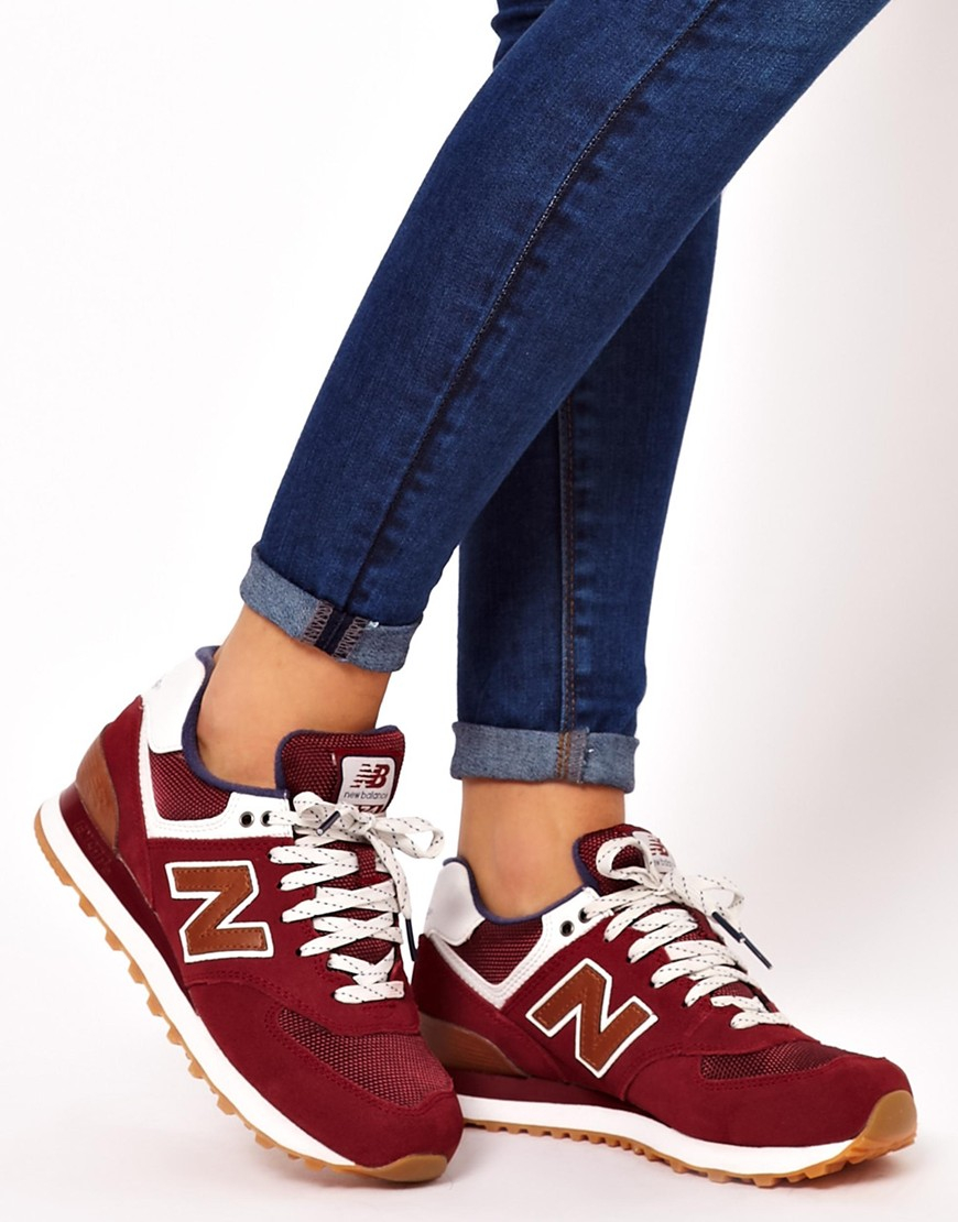 New balance 574 Canteen Burgundy Sneakers in Red | Lyst