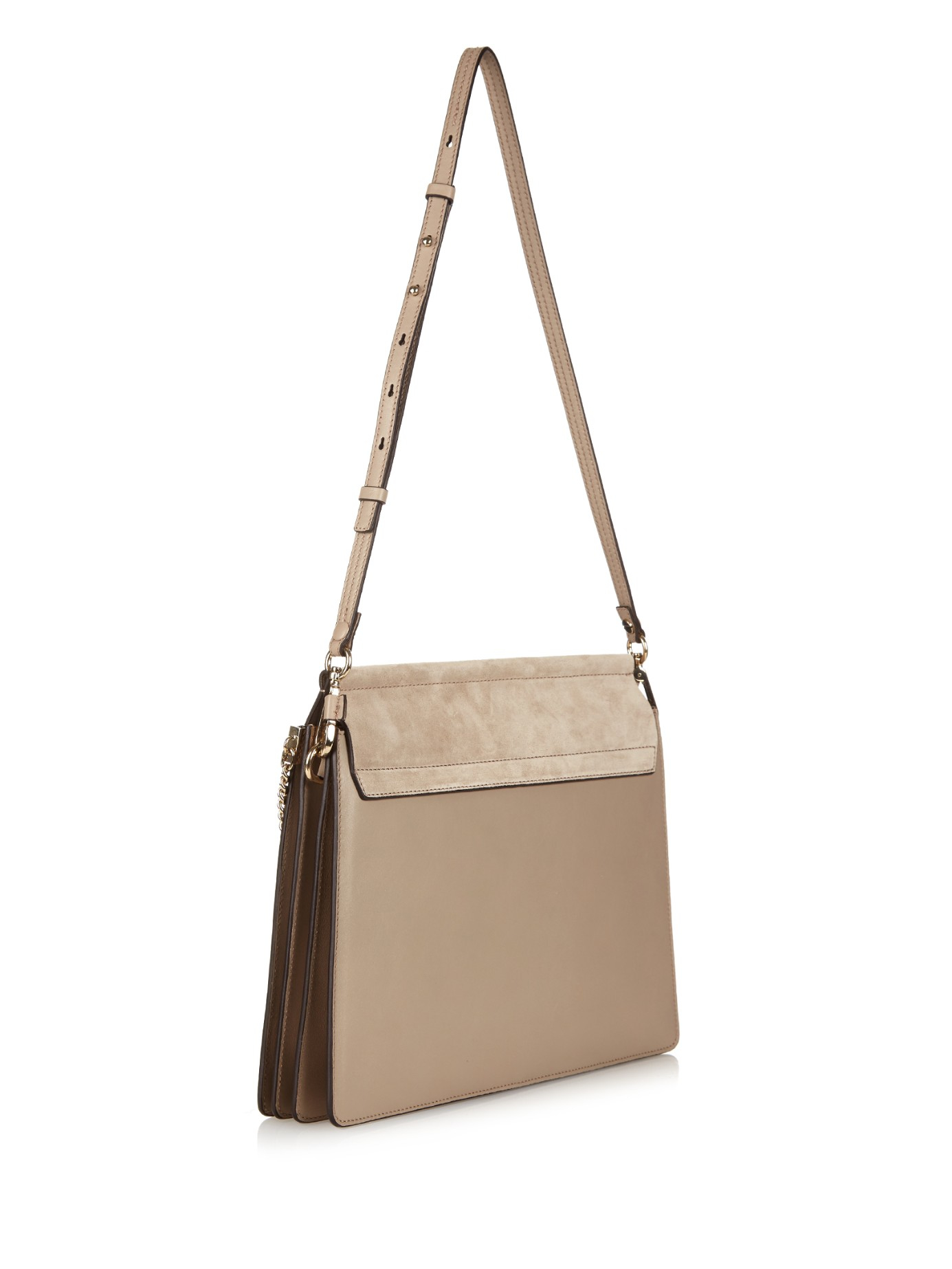 Chlo Faye Leather And Suede Shoulder Bag in Beige (GREY) | Lyst  