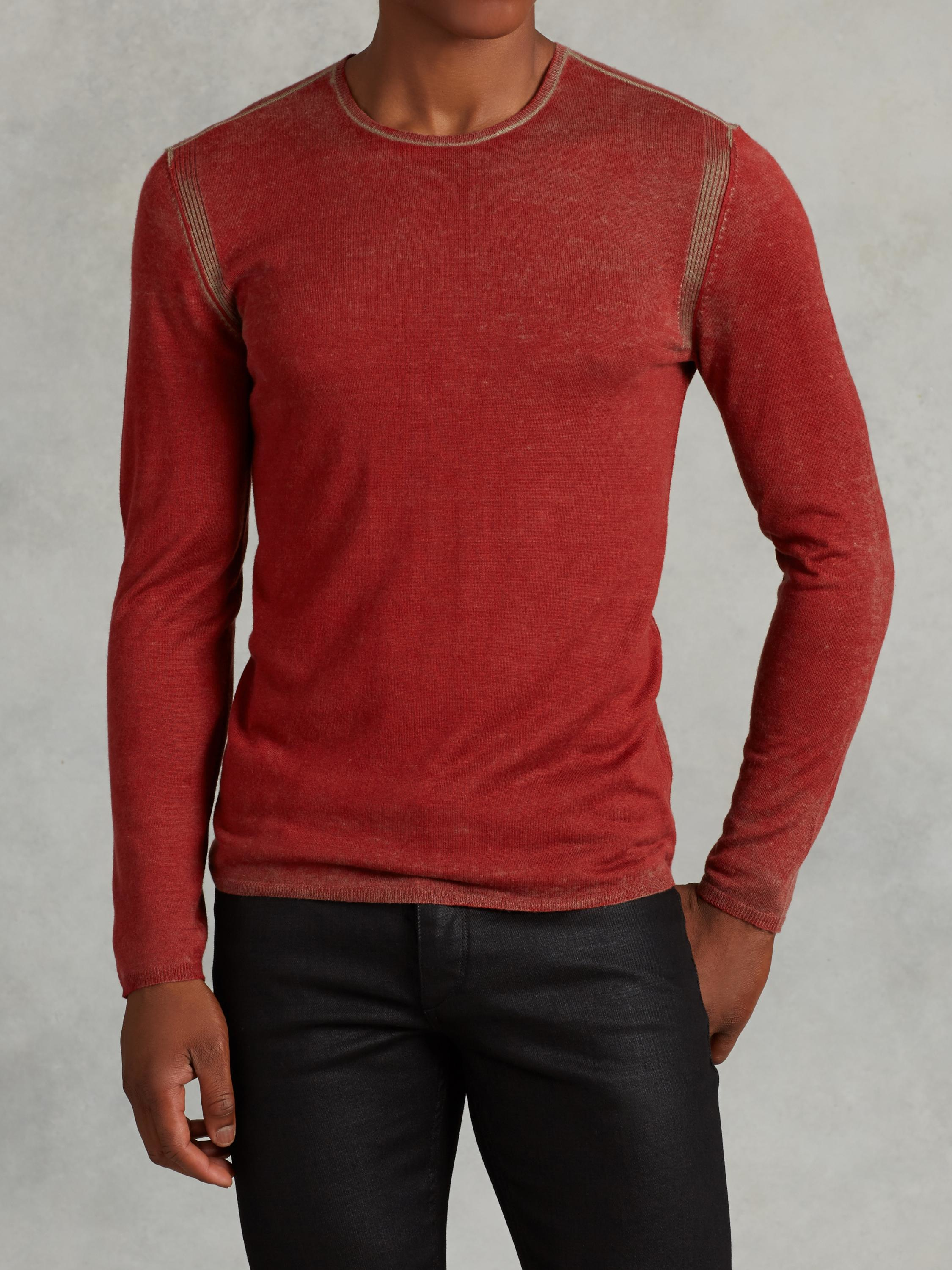 Lyst - John Varvatos Silk Cashmere Crewneck Sweater in Red for Men