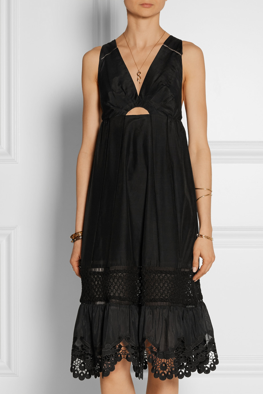 Lyst Thakoon Addition Cutout Crochet Trimmed Cotton And Silk Blend Gallery