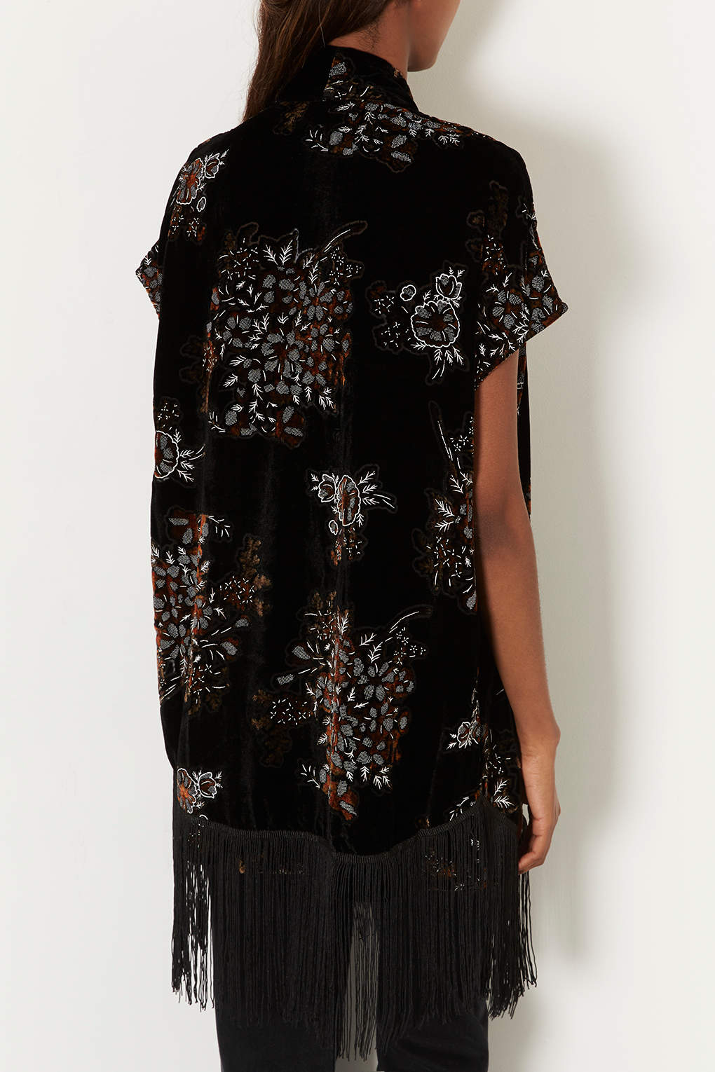 Lyst Velvet Jacquard Kimono in Black