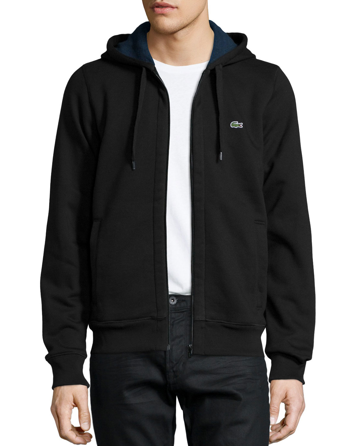 Lacoste Full-zip Fleece Hoodie in Black for Men | Lyst