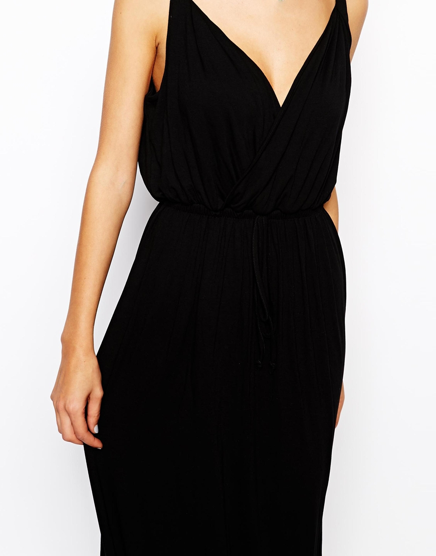 Lyst - Asos Maxi Dress With Grecian Wrap in Black