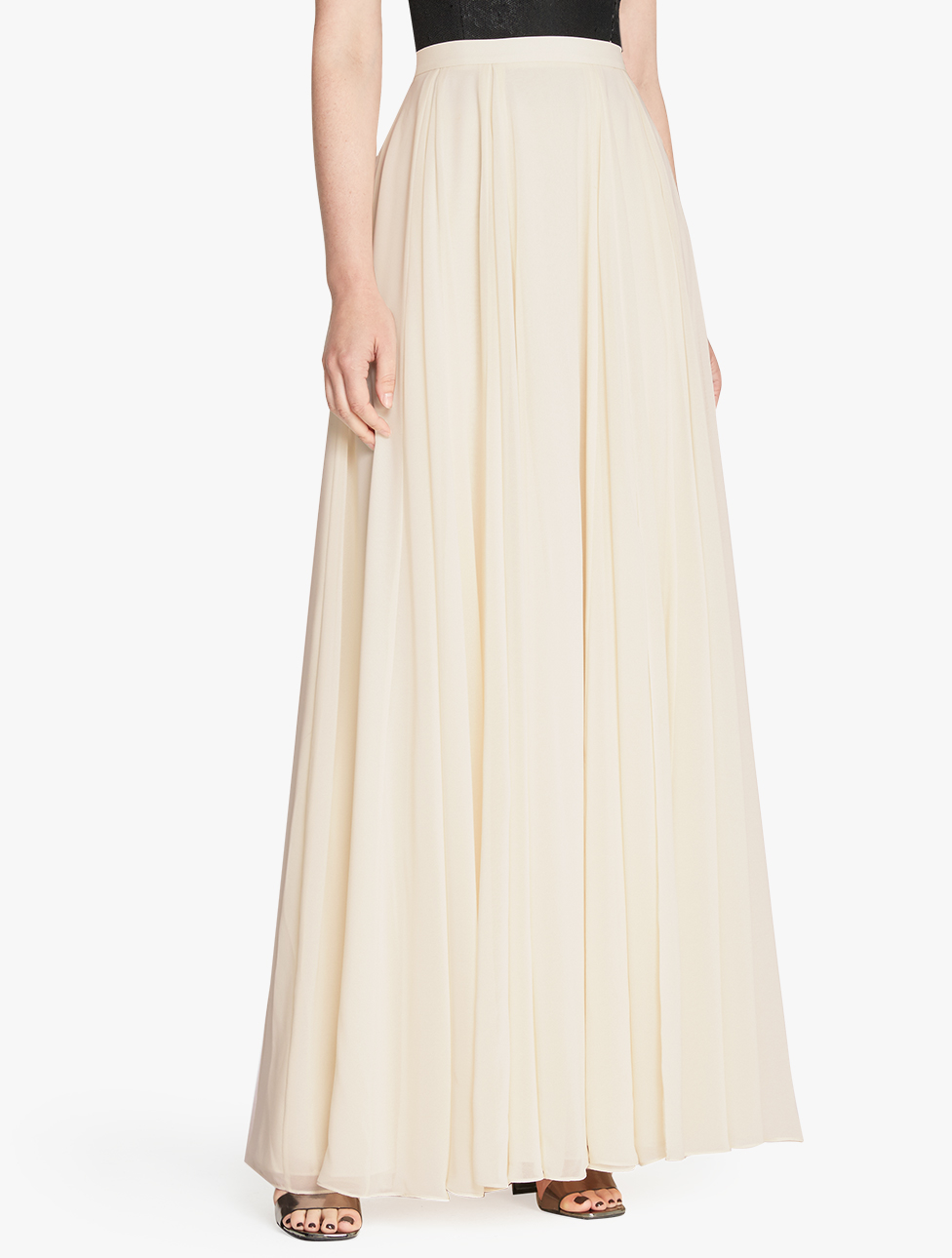 Lyst - Halston Flowy Maxi Skirt in Natural