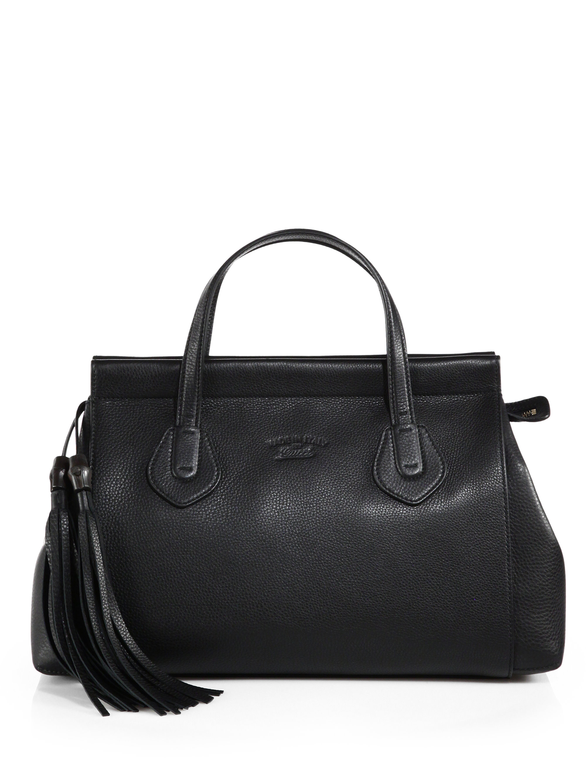 Gucci Lady Tassel Leather Tophandle Bag in Black - Lyst