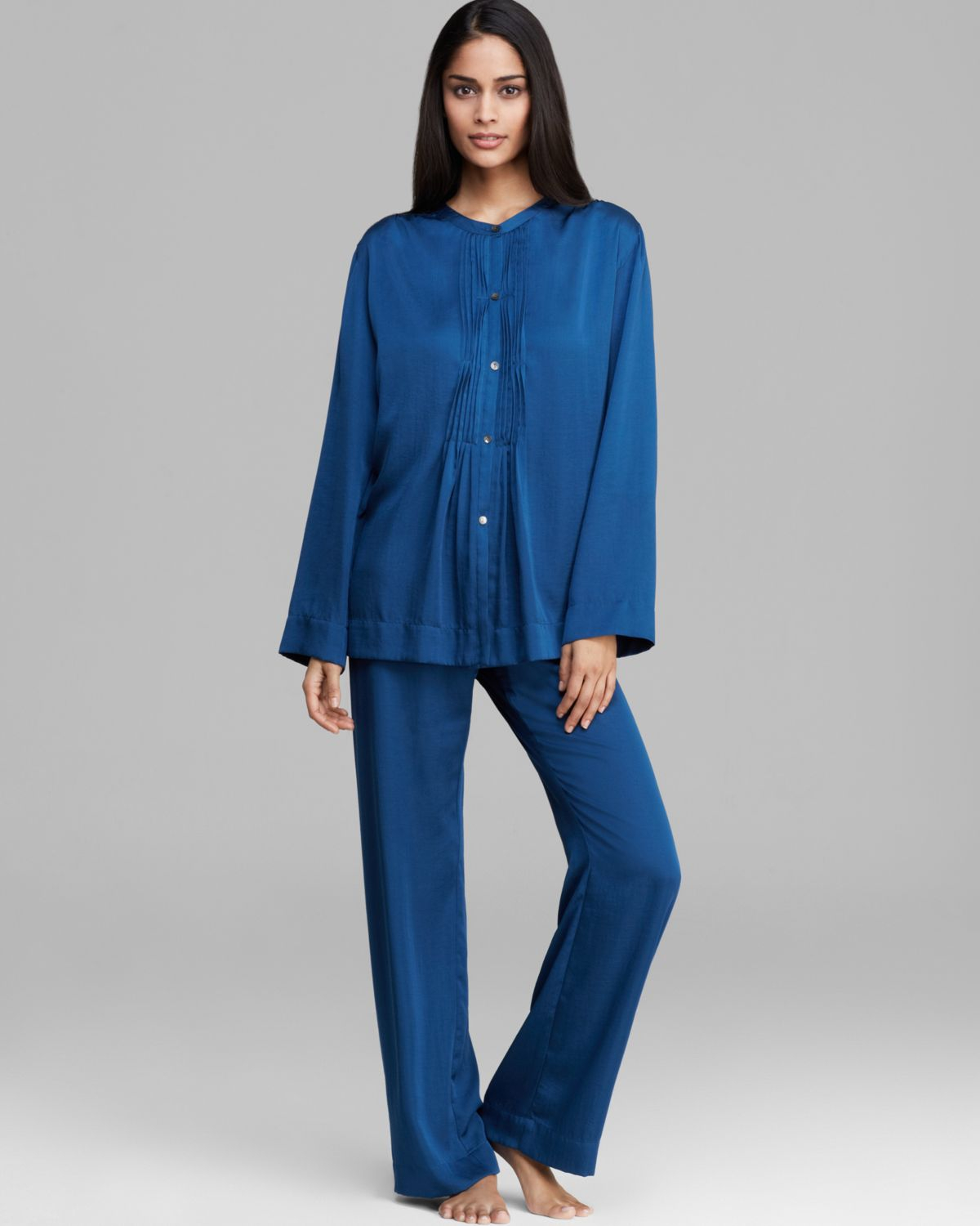 Lyst - Donna Karan Laundered Satin Woven Pajama Set in Blue