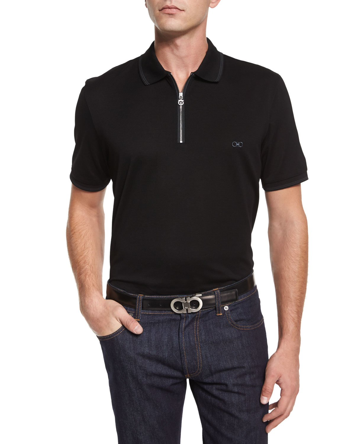 zip front polo