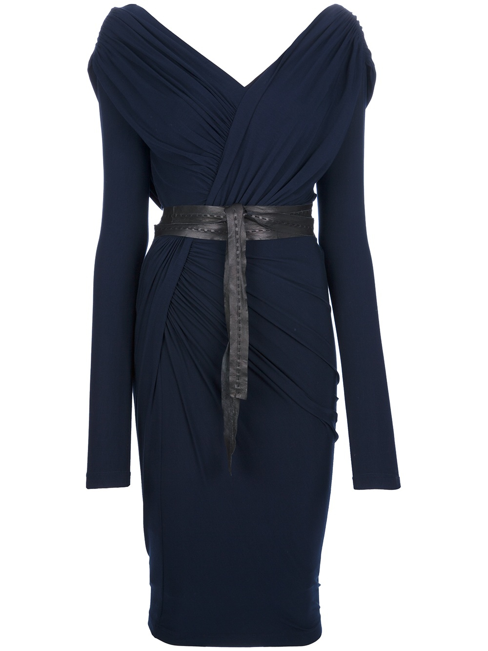 Lyst - Donna Karan Belted Wrap Dress in Blue