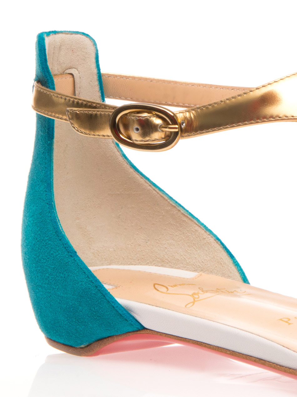 Christian louboutin Athena Leather and Suede Sandals in Blue | Lyst