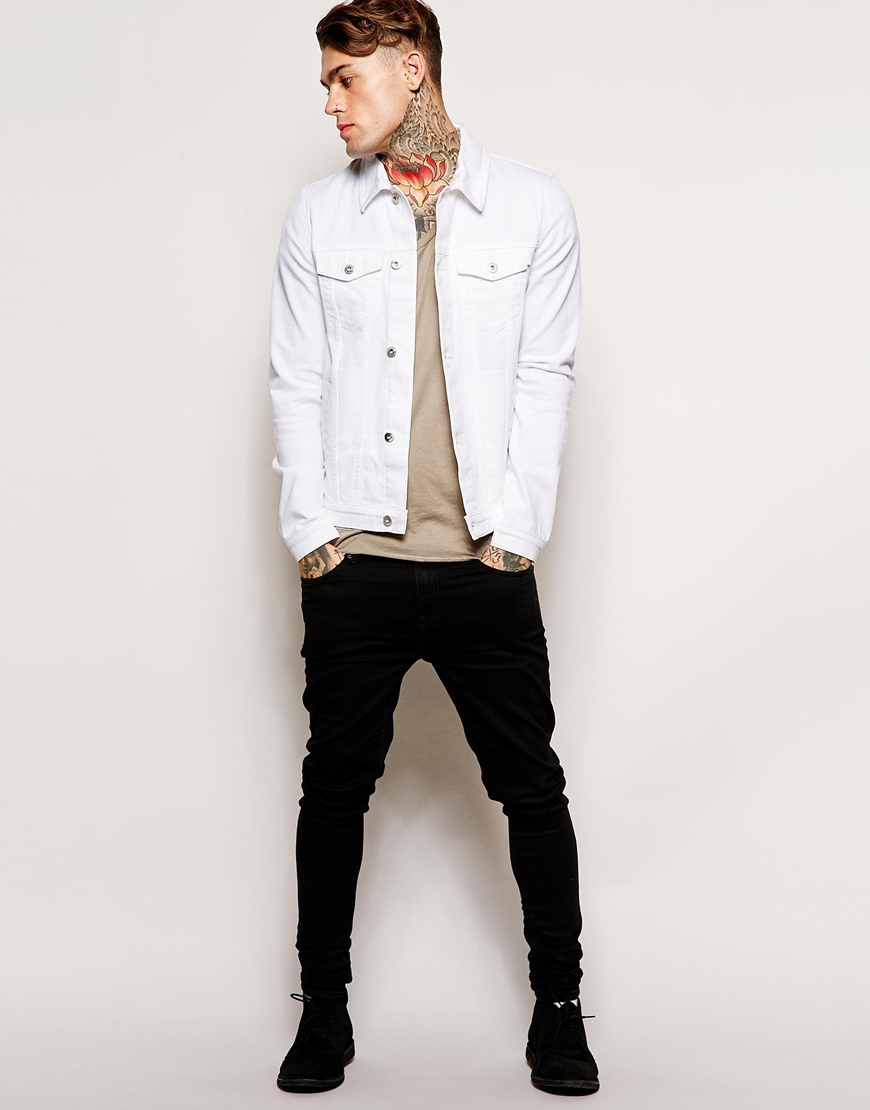 Asos Denim Jacket In Skinny Fit in White for Men | Lyst