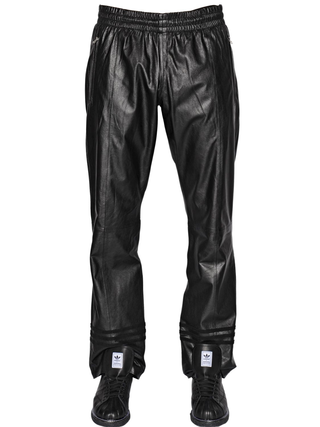 Adidas originals Straight Leather Pants in Black for Men - Save 30% | Lyst