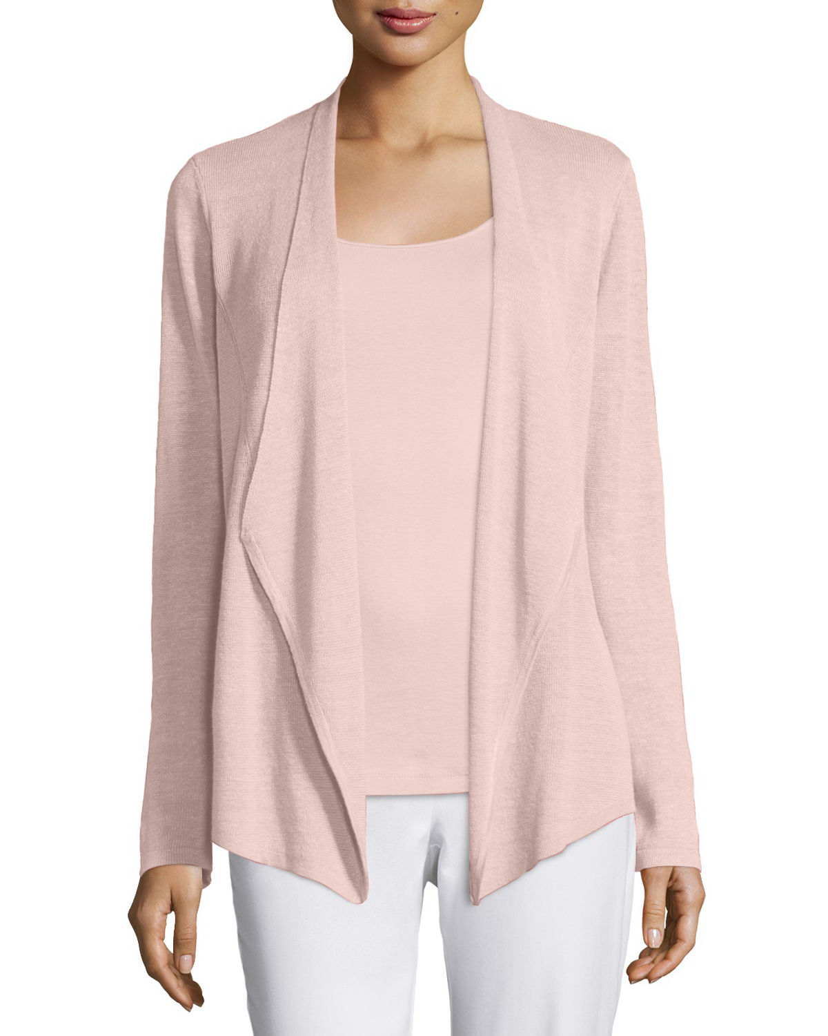 Eileen fisher Organic Linen Angled Cardigan in Pink | Lyst
