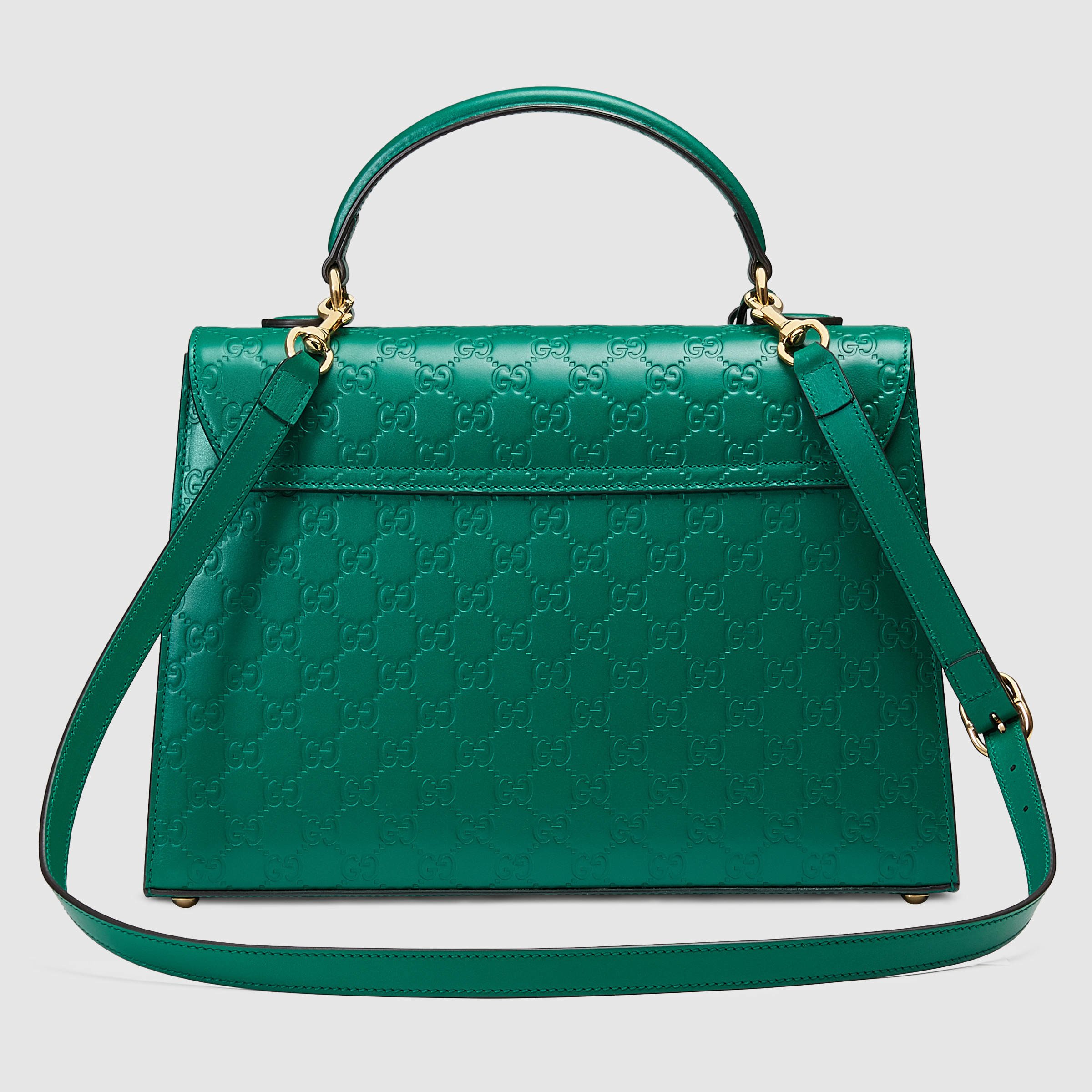 Lyst - Gucci Padlock Signature Top Handle Leather Bag in Green