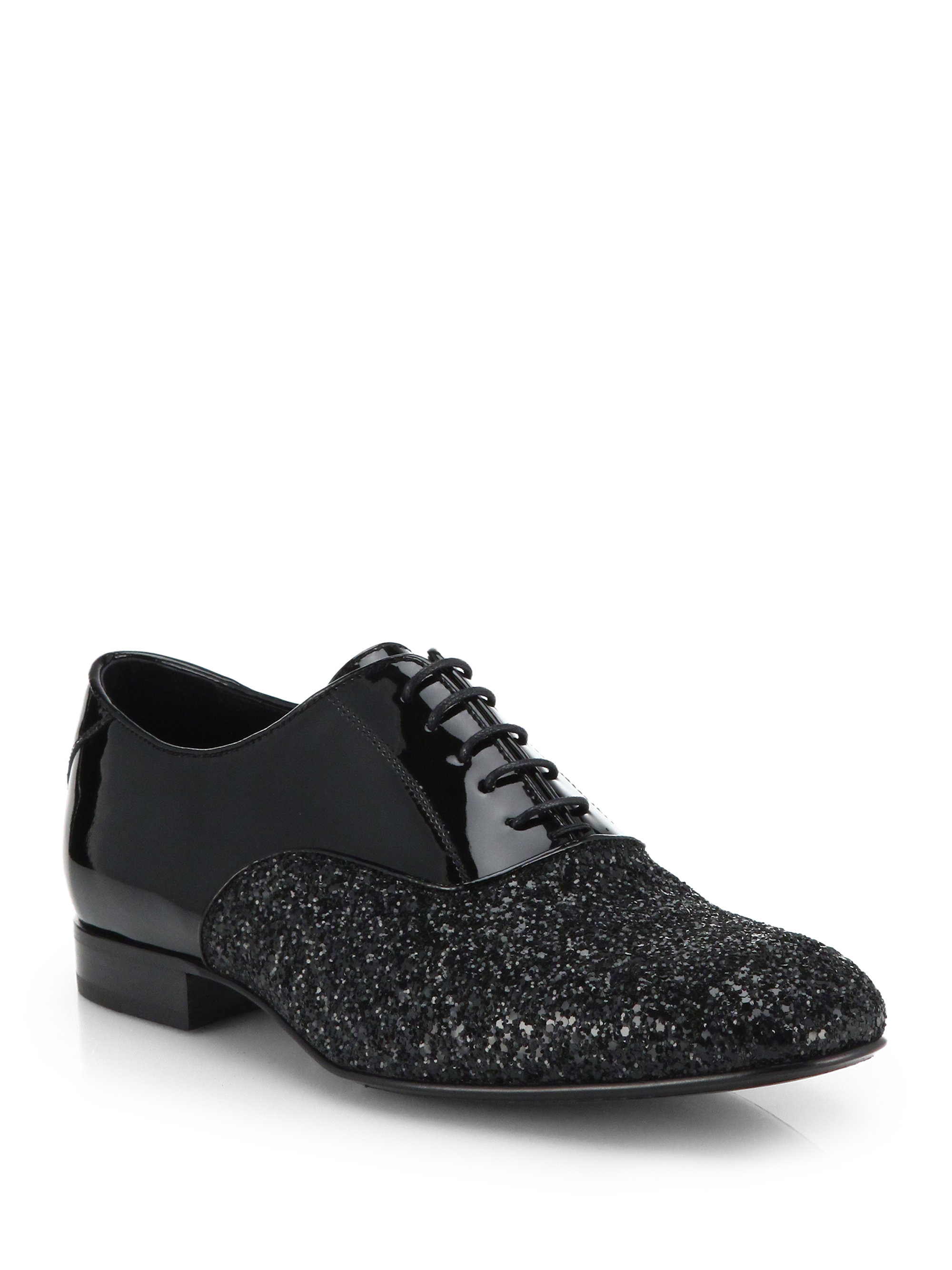 Lyst - Jimmy Choo Barker Glitter Patent Oxford Shoes in Black