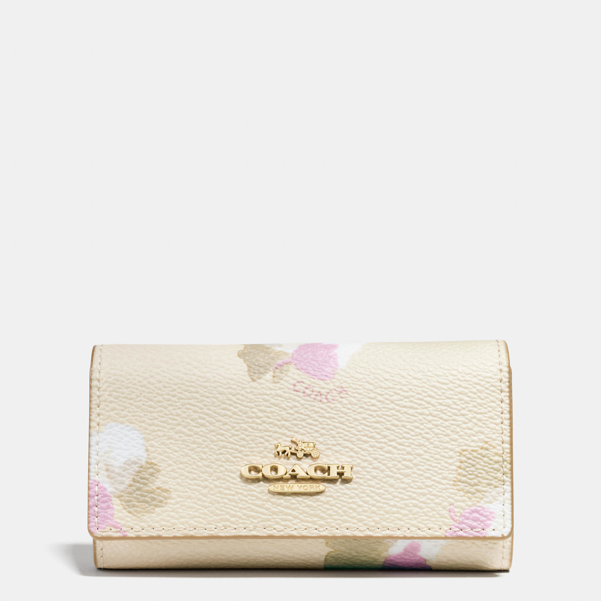 Lyst - Coach 6 Ring Key Case In Floral Print Coated Canvas in Metallic