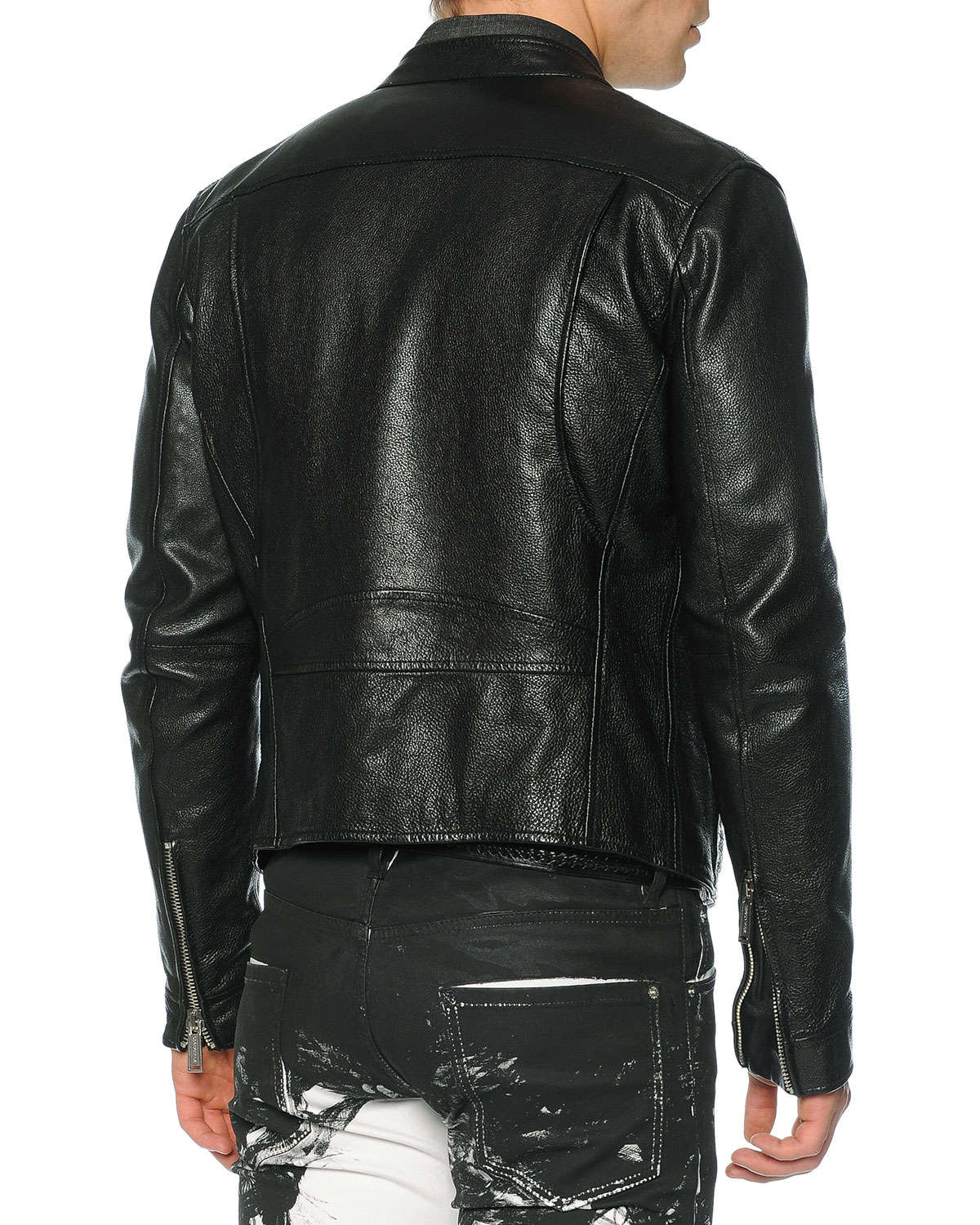 Dsquared² Pebbled Leather Moto Style Jacket In Black For Men Lyst Gallery